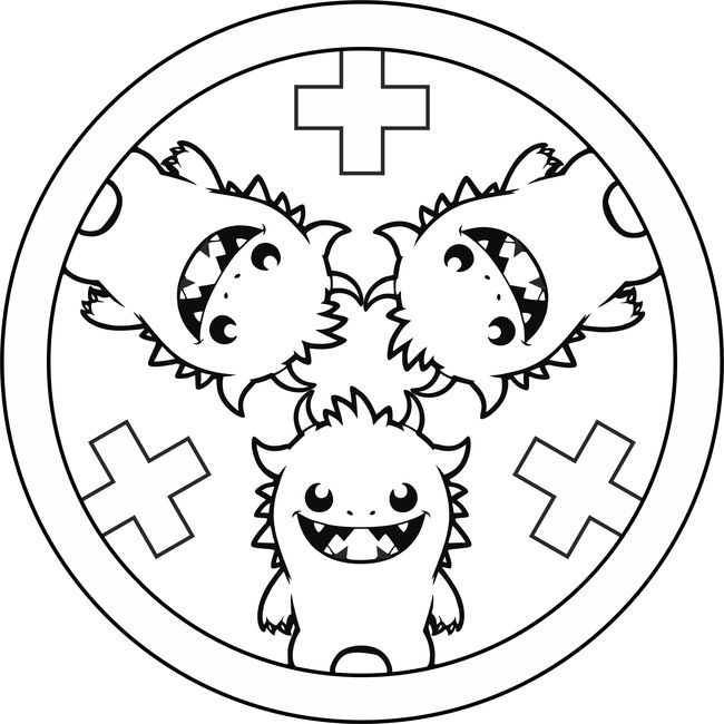 Mandala Malvorlage kleine Monster