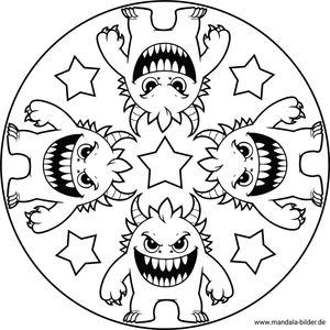 Monstert Hörner Mandala Malvorlage