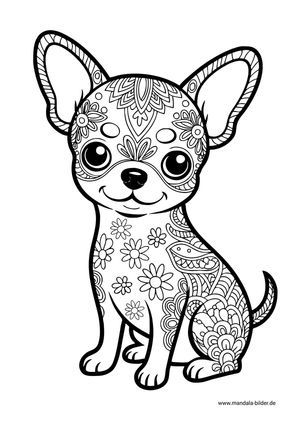Chihuahua Hunde Mandala für Erwachsene drucken