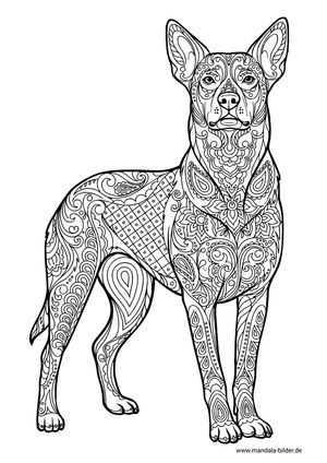 Hund Mandala Ausmalbild für Erwachsene gratis PDF
