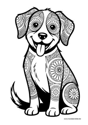Hund Mandala-Malvorlage Erwachsene drucken und malen