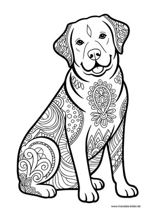 Hund mit Muster Mandala Malvorlage für Erwachsene