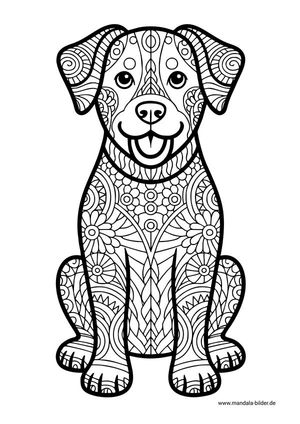 Hund mit Muster Mandala zum kostenlosen ausdrucken