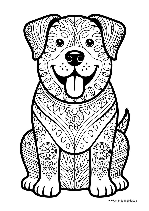 Hund mit Muster zum Ausmalen