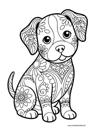 Kleiner Hund mit Muster Mandala Erwachsene