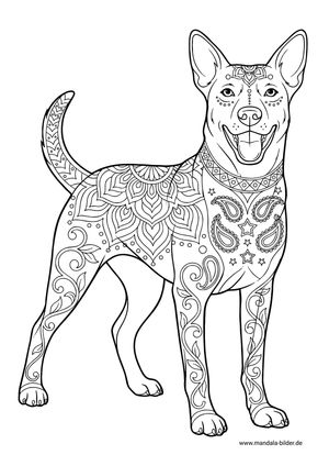Malvorlage Erwachsene Hund mit Muster