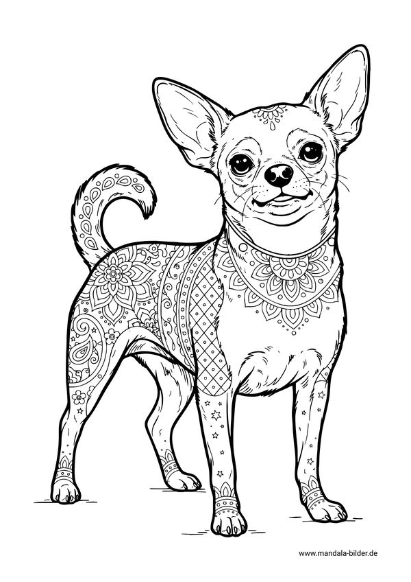 Süßer Hund Mandala Malvorlage mit Muster