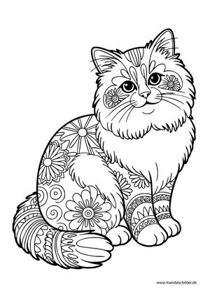 Katzen-Mandala für Erwachsene zum Drucken
