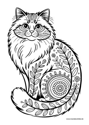 Katze Mandala Malbild gratis