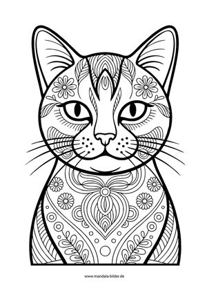 Katze mit Mandala Muster als Vorlage für Erwachsene