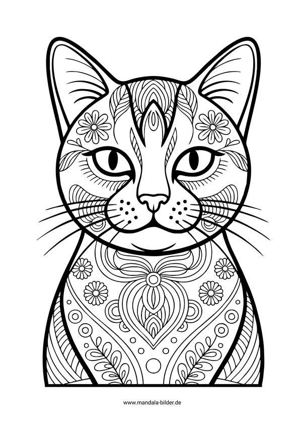 Katze mit Mandala-Muster