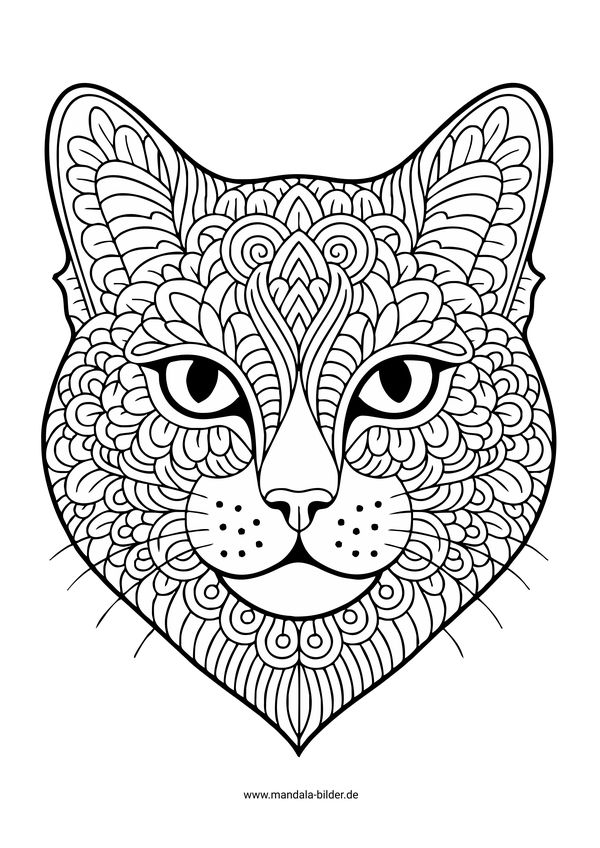 Katzengesicht Mandala-Ausmalbild