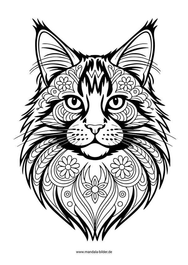 Maine Coon Katze Madala-Ausmalbild
