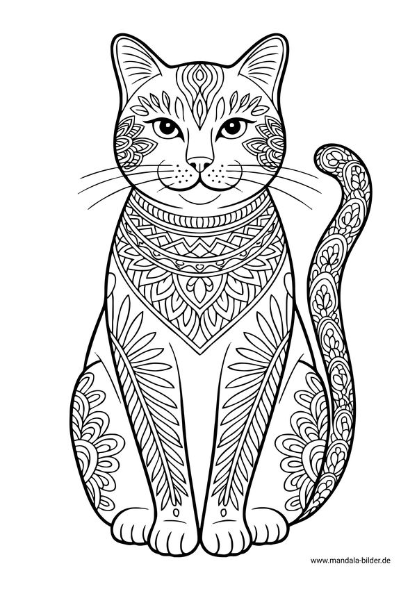 Mandala Katze zum Ausmalen