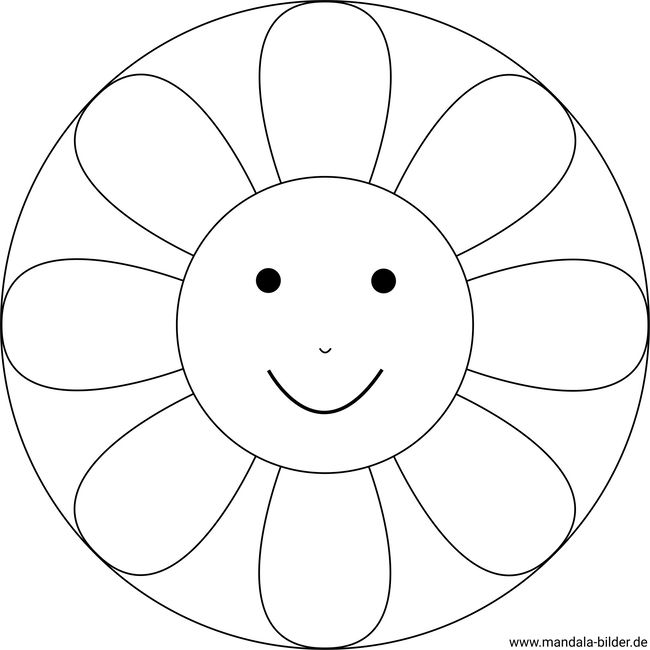 Kindergarten - Mandala Blume mit einem Gesicht