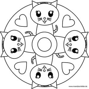 Mandala kleine Katzen ausdrucken