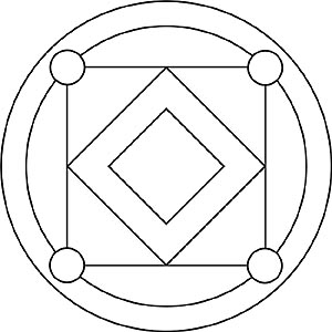 Mandala für Kinder mit Quadrate und Kreise