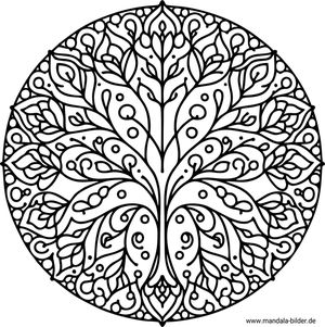 Lebensbaum Mandala-Vorlage ausmalen mit Stiften