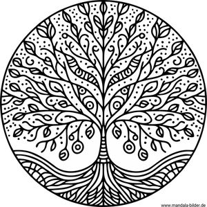 Mandala Lebensbaum als Ausmalbild ausdrucken