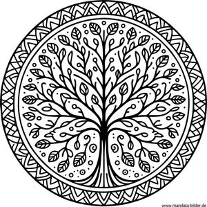 Mandala Lebensbaum ausmalen kostenlos drucken