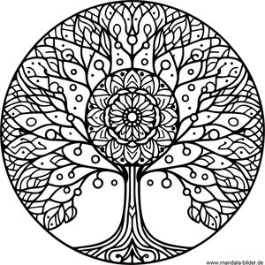 Mandala Lebensbaum Vorlage Erwachsene kostenlos