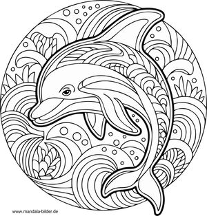 Delfin Mandala-Malvorlage für Erwachsene
