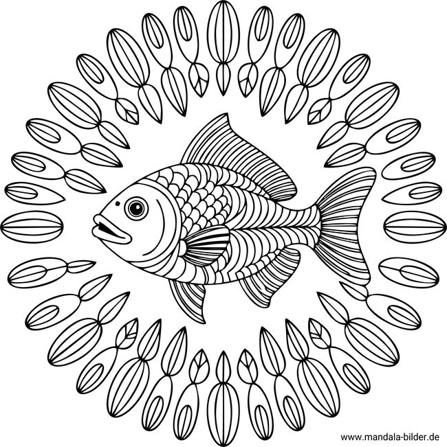 Fisch Tier-Mandala Ausmalbild