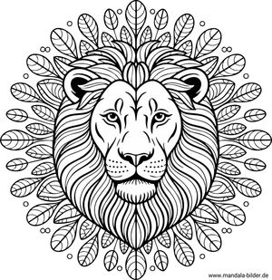 Löwenkopf Mandala-Ausmalbild Erwachsene gratis