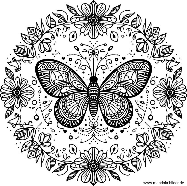 Mandala Ausmalbild Schmetterling für Erwachsene