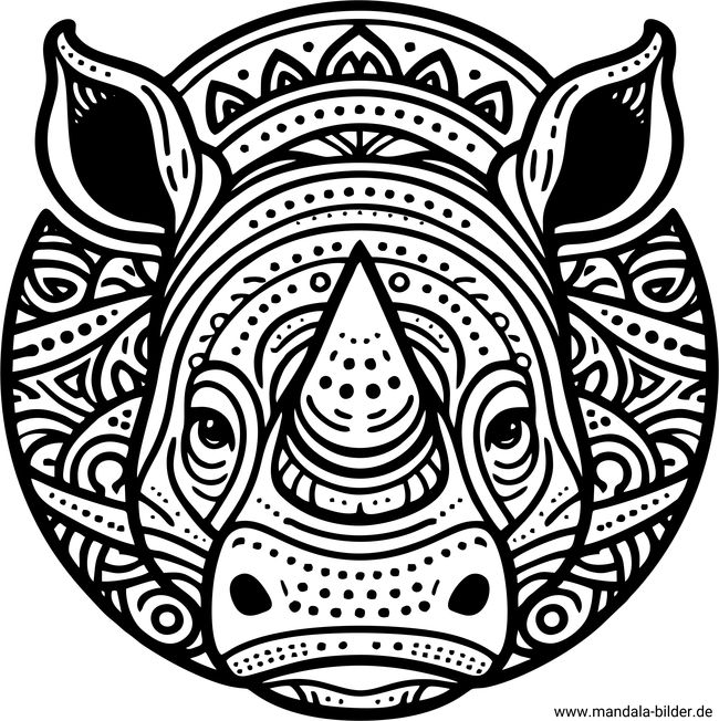 Mandala Nashorn für Erwachsene