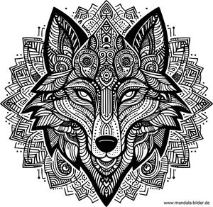 Mandala Tiere wolf für Erwachsene ausdrucken