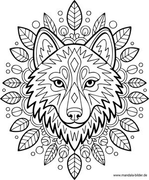 Wolf Mandala-Ausmalbild Erwachsene gratis download