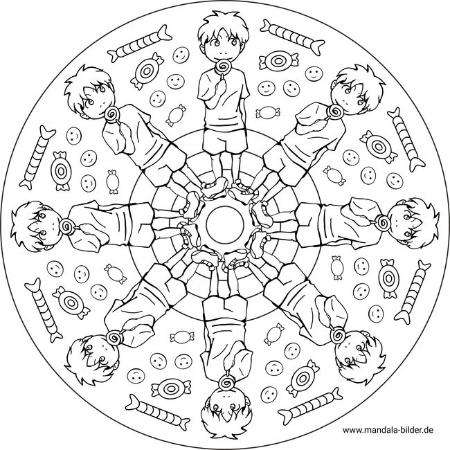 Mandala Junge mit Süßigkeiten