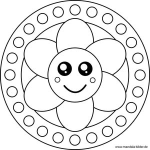 Kawaii Blume mit Gesicht Mandala
