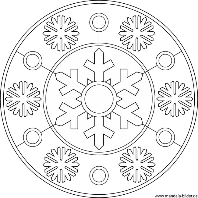 Mandala Ausmalbild Schneeflocke Winter