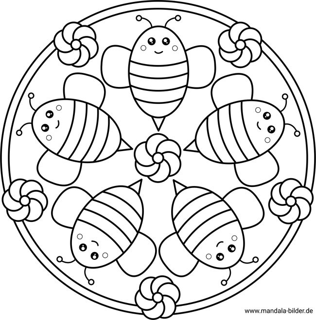 Mandala Frühling Kawaii Biene