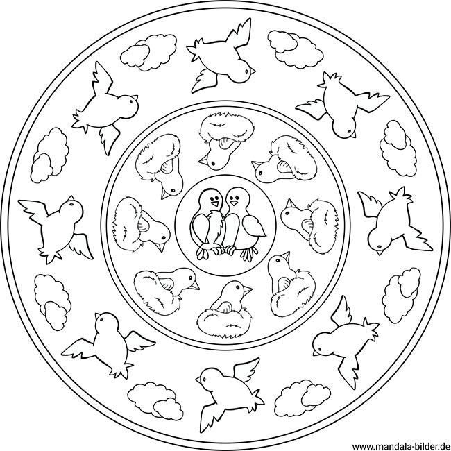Mandala Frühling für Kinder Vogel
