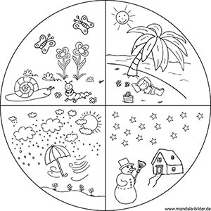Mandala Malvorlage Jahreszeiten