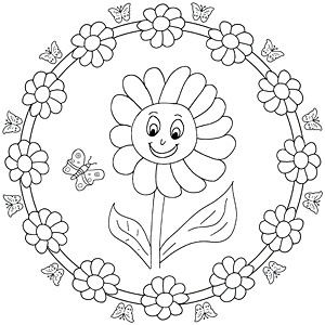 Mandala Malvorlage Sonnenblume