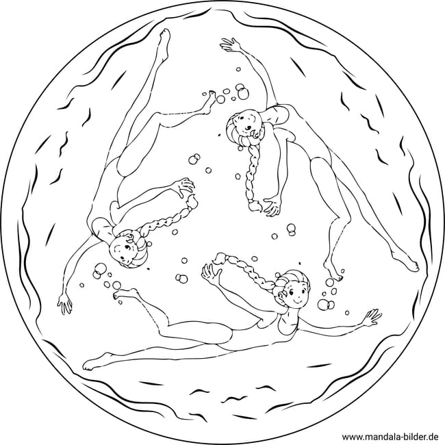 Mandala sommer Schwimmen - Ausmalbild