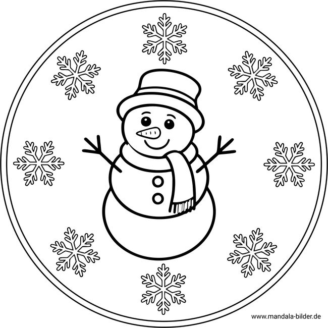 Schneemann Mandala-Ausmalbild