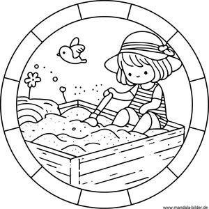 Sommer Mandala Sandkasten Ausmalbild