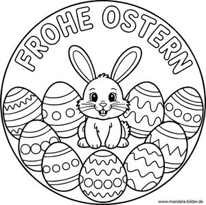 Frohe Ostern Mandala zum Ausmalen