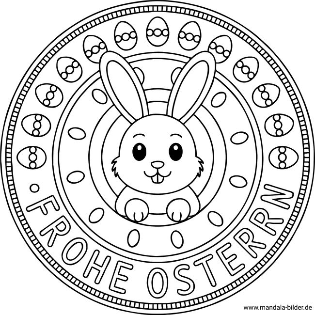 Frohe Ostern Mandala Malvorlage