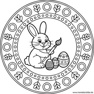Mandala Malbild für Kinder Osterhase mal Ostereier an