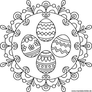 Mandala mit vier Ostereiern mit Mustern