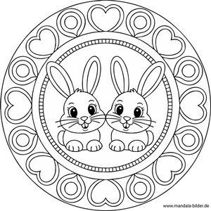 Mandala mit zwei kleinen Hasen