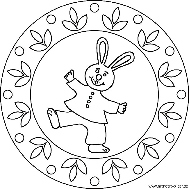 Mandala Osterhase - Ausmalbild für Kinder zu Ostern