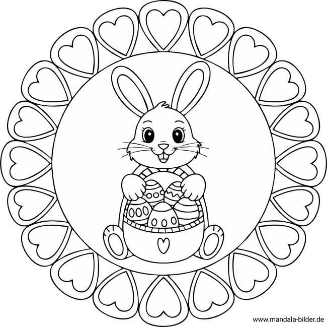 Mandala Osterhase Korb mit Ostereiern