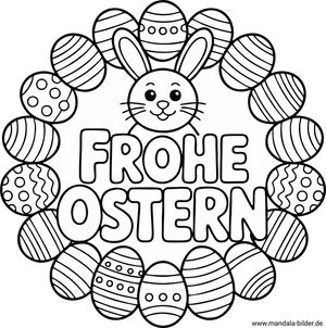 Mandala Osterhase mit der Schrift Frohe Ostern